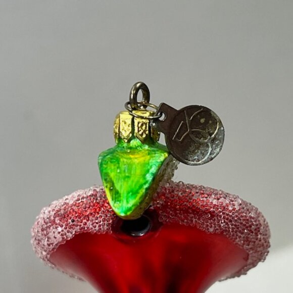 TWO Red Mini Christmas Margaretta Hand Blown Hanging Ornaments 2"x2" - Picture 8 of 12